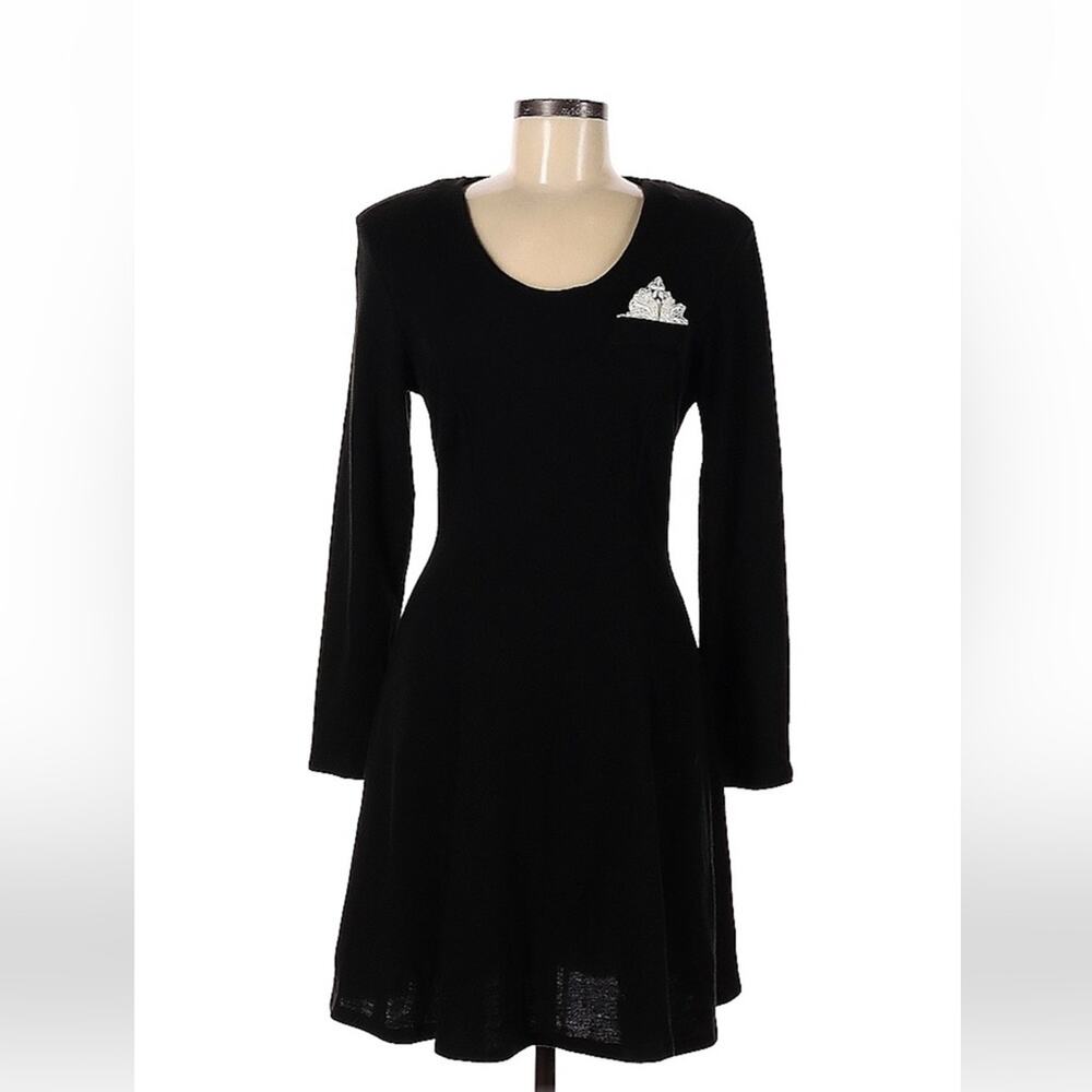 Vintage 90s Jenifer V. long sleeved knit fit flare corset back dress, med‎
